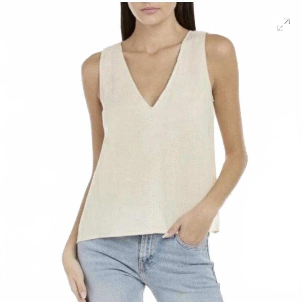 Johnny Was Calme V-Neck Tank Top – Oatmeal – Size S – 100% Viscose – NWT $108‎